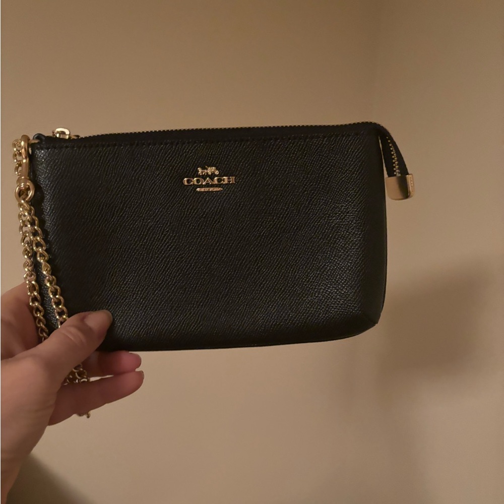 Coach large gold chain wristlet